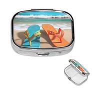 Petit pilulier pour poche et sac à main, pilulier portable, joli organisateur de médicaments, tongs de plage, boîte à pilules de voyage pour vitamines et huiles de poisson