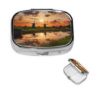 Petit pilulier pour poche et sac à main, pilulier portable, joli organisateur de médicaments, vue des Pays-Bas, pilulier de voyage pour vitamines et huiles de poisson