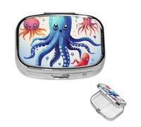 Petit pilulier pour poche et sac à main, pilulier portable, organisateur de médicaments, calamar coloré, pieuvre, piluvre de voyage pour vitamines et huiles de poisson