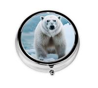 Petit pilulier pour poche et sac à main, pilulier portable, organisateur de médicaments mignon, animal cool, ours polaire blanc, pilulier de voyage pour vitamines et huiles de poisson