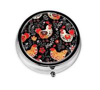 Petit pilulier pour poche et sac à main, pilulier portable, organisateur de médicaments mignon, coq mignon, poulets, pilulier de voyage pour vitamines et huiles de poisson