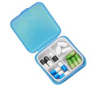 Petit pilulier quotidien - Boîte à médicaments, voyage, étui à anneaux à quatre compartiments pour huiles de poisson, voyage, médicaments, médicaments