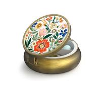 Petit pilulier rétro avec miroir à 3 compartiments pour sac à main ou poche - Bronze - Portable - Pour médicaments, vitamines, huile de poisson et suppléments - Sans BPA (fleurs sauvages peintes à la