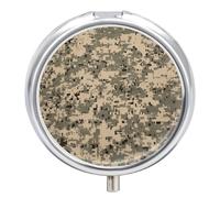 Petit pilulier rond avec miroir et 3 compartiments Motif camouflage numérique