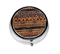 Petit pilulier rond en métal africain tribal mignon à 3 compartiments - Mini pilulier de voyage pour médicaments quotidiens et vitamines