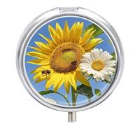 Petit pilulier rond en métal avec 3 compartiments - Organiseur de médicaments portable en métal - Mini boîte à médicaments de voyage - Pour médicaments de voyage, vitamines et sac à main