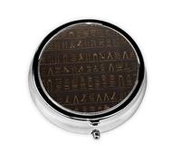 Petit pilulier rond en métal avec hiéroglyphe de l'Égypte antique - Joli pilulier à 3 compartiments - Portable - Mini pilulier de voyage - Pour médicaments quotidiens, supplément de vitamines