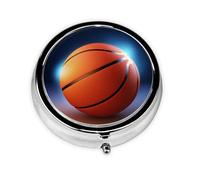 Petit pilulier rond en métal pour ballon de basket-ball mignon à 3 compartiments - Mini pilulier de voyage pour médicaments quotidiens et vitamines