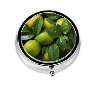 Petit pilulier rond en métal vert citron mignon à 3 compartiments - Mini pilulier de voyage pour médicaments quotidiens et vitamines