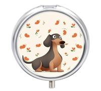Petit pilulier rond et portable avec inscription « I Love My Dog » en forme de teckel - Étanche - Organiseur de voyage pour poche, sac à main et pratique au quotidien