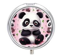 Petit pilulier rond et portable en forme de panda mignon - Étanche - Organiseur de voyage pour poche, sac à main et commodité quotidienne