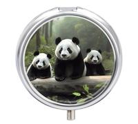 Petit pilulier rond et portable en forme de panda mignon - Étanche - Organiseur de voyage pour poche, sac à main et commodité quotidienne