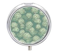 Petit pilulier rond portable à motif chou - Étanche - Organiseur de poche - Pratique au quotidien