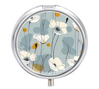 Petit pilulier rond portable avec pétales bleu clair, étanche, organiseur pour poche, sac à main et commodité quotidienne