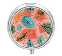 Petit pilulier rond portable de style dessin animé avec feuilles - Étanche - Organiseur de poche pour sac à main et commodité quotidienne