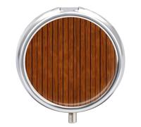 Petit pilulier rond portable en bois marron étanche pour poche sac à main et pratique au quotidien
