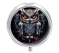 Petit pilulier rond portable en forme de chouette - Étanche - Pour poche et sac à main - Pratique au quotidien