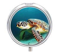Petit pilulier rond portable en forme de tortue de mer - Étanche - Pour poche, sac à main et commodité quotidienne