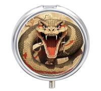 Petit pilulier rond portable et étanche avec ouverture en forme de serpent - Organiseur de voyage pour poche, sac à main et pratique au quotidien