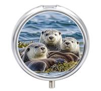 Petit pilulier rond portable et étanche en forme de loutre de mer pour poche, sac à main et pratique au quotidien