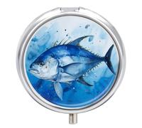 Petit pilulier rond portable et étanche pour poche et sac à main Bleu