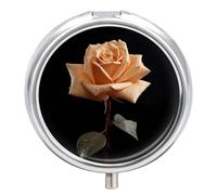 Petit pilulier rond rose de couleur foncée avec 3 compartiments - Organiseur de médicaments portable en métal - Mini médicament de voyage - Supplément de vitamines pour sac à main