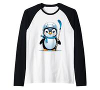 Petit Pingouin avec Casque et bâton de Hockey Manche Raglan