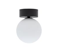 Petit Plafonnier Boule G9 Ø 12 Cm Noir Blanc Verre Métal Rond Lampe De Plafond