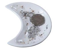 Petit plat à bijoux en céramique forme de lune, assiettes rangement for boucles d'oreilles, colliers, bagues, fruits, desserts, plateau décoratif Pour colliers et bracelets(Color-1)