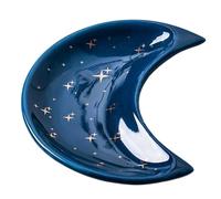 Petit plat à bijoux en céramique forme de lune, assiettes rangement for boucles d'oreilles, colliers, bagues, fruits, desserts, plateau décoratif Pour colliers et bracelets(Color-7)