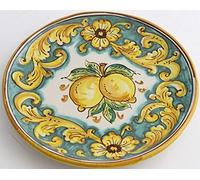 Petit plat en céramique sicilienne jaune et vert de saint stefano di camastra décoré à la main Limoni Art 14