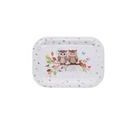Mini Plateau Plantes et Animaux - Motif Couple de hiboux sur Une Branche - mélamine de qualité - Taille Mini 14 * 21 CM