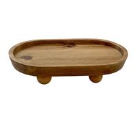 Petit Plateau en Bois| Plateau en Bois, Assiette de Bougie Rustique avec Pieds pour Savon, Parfum, clés, vanité pour Cuisine, Salle de Bain, entrée, Ovale