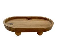 Petit Plateau en Bois| Plateau en Bois, Assiette de Bougie Rustique avec Pieds pour Savon, Parfum, clés, vanité pour Cuisine, Salle de Bain, entrée, Ovale