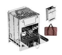 Petit poêle de camping, pliable avec collecteur de cendres, poêle à bois pour cuisiner en camping, sac à dos, jardin, patio, randonnée, pique-nique, famille amis