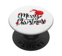 Petit Poinsettia Rouge Merry Christmas PopSockets PopGrip Adhésif