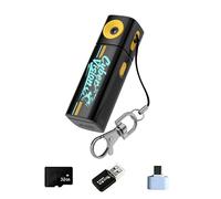 Petit porte-clés avec objectif rotatif 2K - Carte mémoire de 32 Go - Adaptateur de type C et lecteur de cartes pour caméra de poche Vlogs