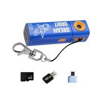 Petit porte-clés avec objectif rotatif 2K - Carte mémoire de 32 Go - Adaptateur de type C et lecteur de cartes pour caméra de poche Vlogs