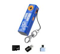 Petit porte-clés avec objectif rotatif 2K - Carte mémoire de 32 Go - Adaptateur de type C et lecteur de cartes pour caméra de voyage Vlogs