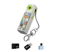 Petit porte-clés avec objectif rotatif 2K - Carte mémoire de 32 Go - Adaptateur de type C et lecteur de cartes pour caméra de voyage Vlogs