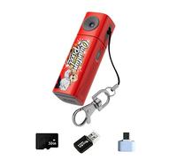 Petit porte-clés avec objectif rotatif 2K - Carte mémoire de 32 Go - Adaptateur de type C et lecteur de cartes pour Vlogs Tiny Keychain Camera