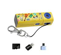 Petit porte-clés avec objectif rotatif 2K - Carte mémoire de 32 Go - Adaptateur de type C et lecteur de cartes pour caméra de voyage Vlogs