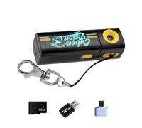 Petit porte-clés avec objectif rotatif 2K - Carte mémoire de 32 Go - Adaptateur de type C et lecteur de cartes pour Vlogs Tiny Keychain Camera