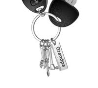 Petit porte-clés de tournevis, porte-clés grand-père de petits- - Pendentif de charme outil en acier inoxydable | de marteau unique, décor de tournevis de règle créative pour