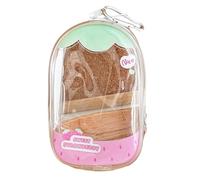 Petit porte-clés transparent pour figurines d'action, clés de voiture, bijoux, design pratique pour bébé, usage quotidien, médaillon transparent à fermeture éclair, fraise, One Size