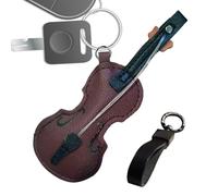 Petit porte-clés violon - Breloque instrument de musique en cuir, pendentif mini violon, accessoire de sac élégant | Porte-clés violon décoratif pour homme et femme, auburn, As Shown in the Picture