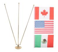 Petit Porte-drapeau Télescopique en Acier Inoxydable pour Bureau | Drapeaux US Mexique Canada Inclus, Base à Trois Broches Stable, Usage Polyvalent pour Écoles et Réunions