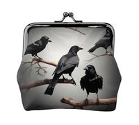 Petit Porte Feuille Portefeuille pour Femme, Motif Corbeau Noir sur Branche, Porte-monnaie, Fermeture Éclair et Verrou, Noir, One Size, Art