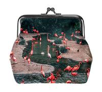 Petit Porte-Monnaie à Boucle Flamingo Animal Pouch Kiss-Lock Clasp Change Purse Wallets