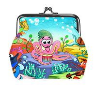 Petit Porte-Monnaie à Boucle Funny Orchestra in The Sea Dolphin Ooctopus Homard Seahorse Pouch Kiss-Lock Clasp Change Purse Wallets